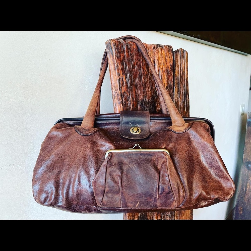Handmade leather satchel handbag